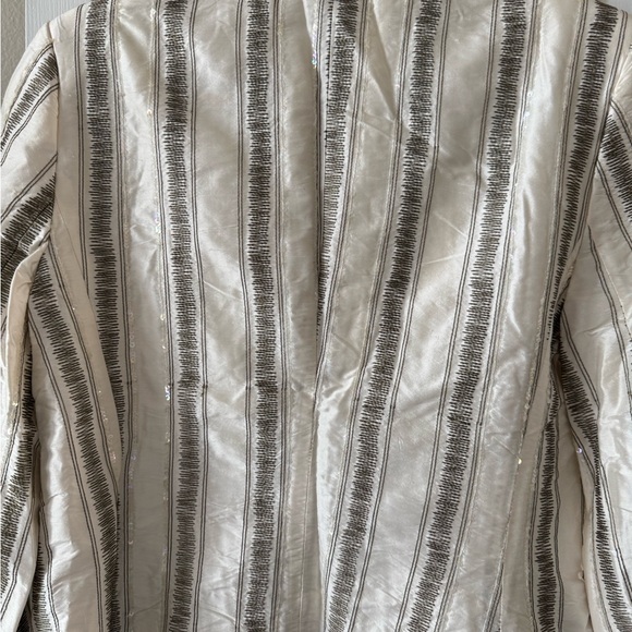 Finicky Filly Evening Blazer, L, White/ Gray w Sequins, 3 Button Front Like New - Picture 9 of 14
